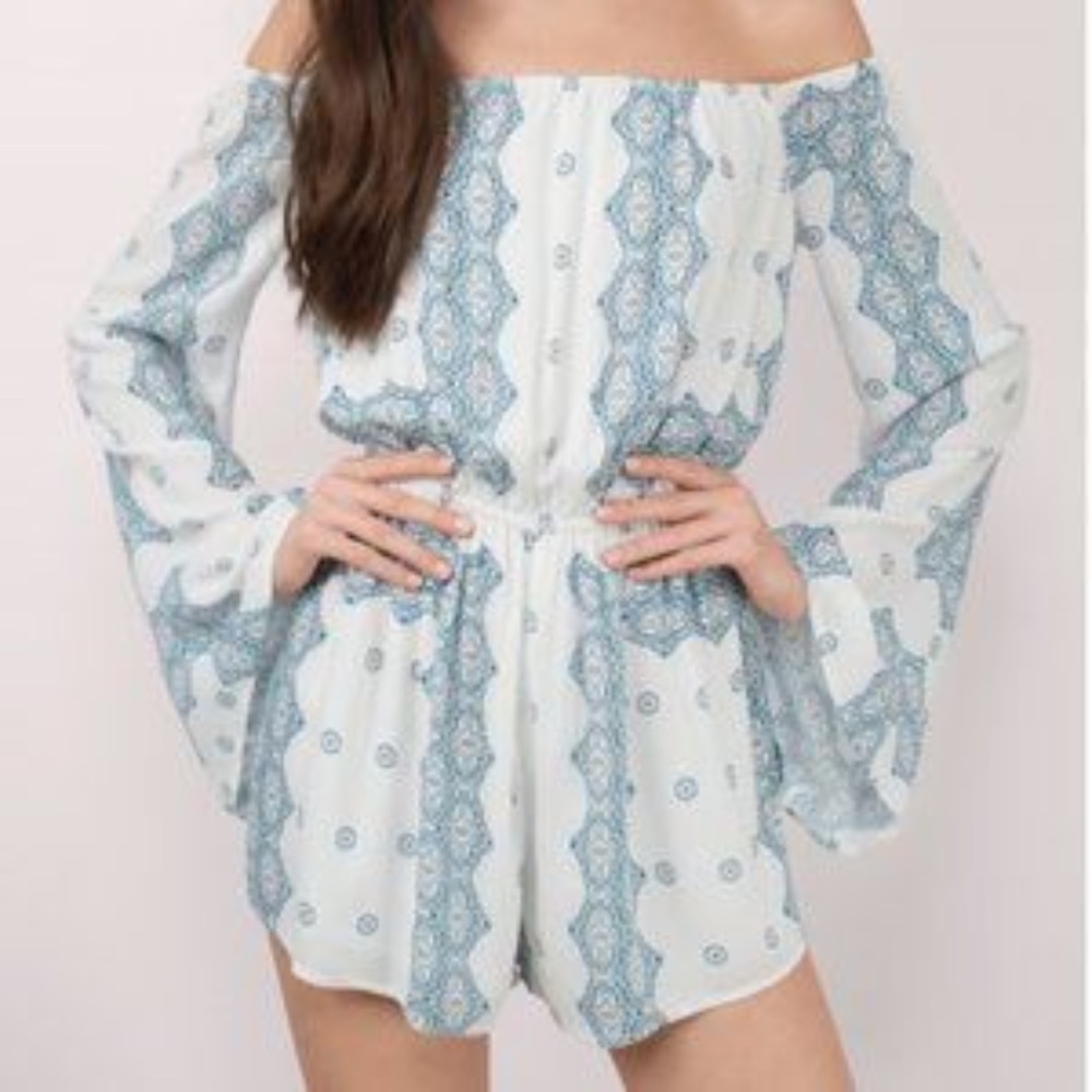 Tobi Boho Off-the-Shoulder Romper